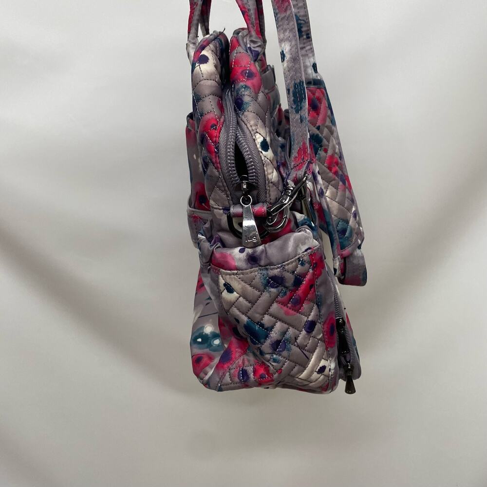 Lug Mini Puddle Jumper Travel Bag Tote Crossbody Gray Floral Pocket Storage - Picture 6 of 12